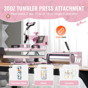 Load image into Gallery viewer, SucceBuy Heat Press Machine 12x15inch 8in 1 Heat Transfer Machine 360° Swing Away T-Shirt for T-Shirts/Mugs/Hats/Plates Pink