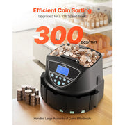 Load image into Gallery viewer, SucceBuy Coin Sorter Coin Counter Machine for 5 Kinds of USD Coins Coin Sorter & Wrap Machine Holds up to 2000 Coins LCD Screen