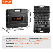 Load image into Gallery viewer, SucceBuy 90PCs 3/8" Drive Impact Socket Set SAE 1/4"-3/4" and Metric 6-19mm Socket Set 6 Point Cr-Mo Alloy Steel for Auto Repair