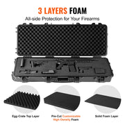 Bild in Galerie-Viewer laden, SucceBuy Rifle Hard Case Portable Long Gun Storage Suitcase with 2 Casters Shockproof & Waterproof Airsoft Rifle Protective Case