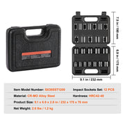 Load image into Gallery viewer, SucceBuy 3/8" Drive Impact Socket Set 29 Pcs Shallow Socket SAE 3/8-1" and Metric 8-22mm 6Point CR-V Alloy Steel for Auto Repair - AMOCART