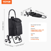 Load image into Gallery viewer, SucceBuy 36L 110Lbs Grocery Cart Folding Shopping Cart Hand-pulled Trolley Household Portable Storage Stair Climbing Handcart