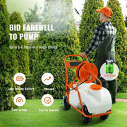 Load image into Gallery viewer, SucceBuy Battery Powered 15 Gal Garden Weed Sprayer with Wheeled Cart 126FT Hose with Reel 8 Nozzles 2 Wands with Lock for Crop