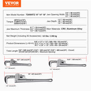 Load image into Gallery viewer, Amocart Pipe Wrench Aluminum Straight Pipe Wrench Adjustable Plumbing Wrench High Strength Jaw & Ergonomic Handle Automotive