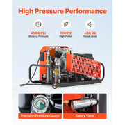Charger l'image dans la visionneuse de galerie, Amocart PCP Air Compressor 4500PSI/30Mpa Diving Scuba 60 L/min Four-Cylinder Auto Stop PCP Rifle Pump with Fan Cooling System