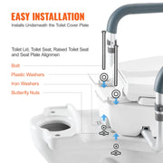 Load image into Gallery viewer, Amocart Raised Toilet Seat 3.5" Height Raised 300 lbs Weight Capacity for Standard Round Toilet Aluminum Handrail