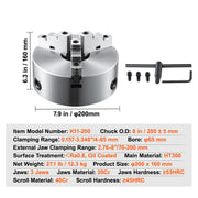 Load image into Gallery viewer, SucceBuy 3-Jaw Lathe Chuck 160mm / 200mm / 250mm Self-Centering Lathe Chuck Multiple Clamping Range for Lathe Printer Machining