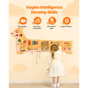 Load image into Gallery viewer, Amocart Puppy Kids Wall Busy Panels 12 Activities Board Montessori Sensory Learning Activity Center for Children Playroom Toys