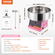 Load image into Gallery viewer, SucceBuy Electric Cotton Candy Machine Candy Floss Maker Commercial Cotton Candy Machine Stainless Steel Bowl and Sugar Scoop