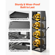 Load image into Gallery viewer, SucceBuy 14.8 x 13 x 52 inches Refrigerant Tank Rack 4 Tiers for 4 Cylinder with Top Storage Shelf for Cargo Van Storing Oxygen - AMOCART