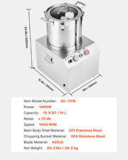 Bild in Galerie-Viewer laden, Amocart 6 10 15L Food Processor & Vegetable Chopper Food-Grade Stainless Steel Food Processor Chopper w/2 Extra S-Curve Blade