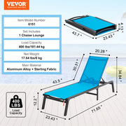 Charger l'image dans la visionneuse de galerie, Amocart Chaise Lounge Chair Outdoor Aluminum Patio LoungeFolding Pool Lounge Recliner Full Flat for Patio Beach Pool Dark Grey