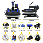 Load image into Gallery viewer, SucceBuy 5/8in1 15x15"/12x15"Dual-tube Heating Insulation Cotton Heat Press Sublimation Machine 360°Swing Design for Tshirts Etc