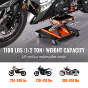 Bild in Galerie-Viewer laden, Amocart Motorcycle Lift 1100 LBS Motorcycle Lift Scissor Lift Jack with Dolly&Hand Crank Center Hoist Crank Stand for Motorbike