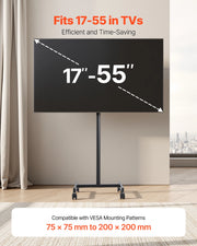 Load image into Gallery viewer, SucceBuy Rolling TV Stand Mobile TV Cart Suit for Various Sizes TV Portable TV Stand with Wheels for Living Room Bedroom Office - AMOCART