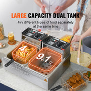 Load image into Gallery viewer, SucceBuy 12L Electric Deep Fryer w/Dual Removable Tanks Commercial Countertop Fryer for Chicken French Fries Frying Chips