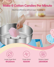 Charger l'image dans la visionneuse de galerie, Amocart Electric Cotton Candy Machine with Cart Commercial Candy Floss Maker with 20.5 in Stainless Steel Bowl, Sugar Scoop