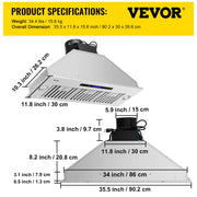 Load image into Gallery viewer, SucceBuy Built-in Range Hood 800/900CFM 3/4-Speed 30/36 Inch Stainless Steel with LED Lights Baffle Filters Ducted Convertible - AMOCART