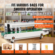 Load image into Gallery viewer, SucceBuy Continuous Bag Band Sealing Machine 6-12mm Horizontal Band Sealer with Inflation Function for 0.02-0.8mm Plastic Bags - AMOCART