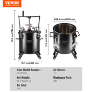 Load image into Gallery viewer, SucceBuy 10L/15L/20L/30L Spray Paint Pressure Pot Stirring Pot Tank Adjustale Pressure Pressure Pot Paint Tank Spray Gun - AMOCART