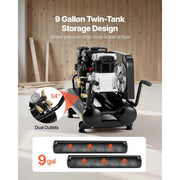 Bild in Galerie-Viewer laden, Amocart 9 Gallon Twin-Tank Gas Powered Air Compressor 6.5 HP 9 CFM Gas Driven Air Compressor Tank on Wheel for Tire Inflation