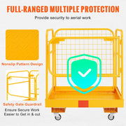 Load image into Gallery viewer, SucceBuy 1200lbs Forklift Safety Cage Folding Security Platform with Lockable Swivel Wheels Holds 1 to 2 Adults for Aerial Work - AMOCART
