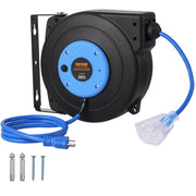 Load image into Gallery viewer, SucceBuy Retractable Extension Cord Reel 30FT Lighted Triple Tap Outlet 10 Amp Circuit Breaker 4.5FT Lead-in Cord Electrical Use - AMOCART