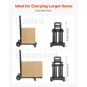 Load image into Gallery viewer, SucceBuy 290LBS Folding Hand Truck Collapsible Luggage Cart with 4 Wheels & Expandable Base Platform Dolly for Cargo Moving