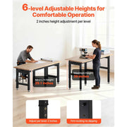 Load image into Gallery viewer, SucceBuy 5000 lbs Adjustable Workbench 72/96 x 24in Oak Wood Top Workstation with 4 AC Outlets Hardwood Worktable for Garage