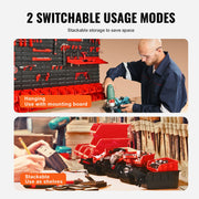 Load image into Gallery viewer, Amocart Wall Mounted Storage Bins 30/48Bin Parts Rack Organizer Garage with Wall Panels Hooks Plastic Shop Tool for Screw Nails