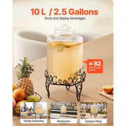 Load image into Gallery viewer, Amocart Beverage Dispenser 2.5Gallon Drink Dispensers Glass Juice Dispenser with Metal Stand Stainless Steel Spigot for Parties