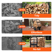 Load image into Gallery viewer, SucceBuy Firewood Log Cart Outdoor and Indoor Wood Rack Storage Mover with Wheels Heavy Duty Steel for Fireplace Fire Pit Black - AMOCART