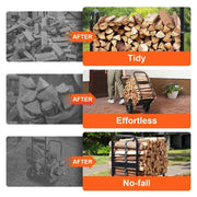 Load image into Gallery viewer, Amocart Firewood Log Cart Outdoor and Indoor Wood Rack Storage Mover with Wheels Heavy Duty Steel for Fireplace Fire Pit Black