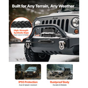 Load image into Gallery viewer, SucceBuy 13500 lbs Electric Winch 12V Synthetic Rope Car Winch with Wired Wireless Control for Towing SUV Off-Road Jeep Trailer