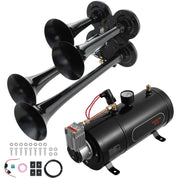 Load image into Gallery viewer, Amocart Train Horns Kit, 4 Trumpet Air Horn Kit, 150dB Train Horns for Pickup Trucks 12V 120 psi Air Compressor for Truck Train