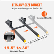 Load image into Gallery viewer, SucceBuy 43" Clamp on Pallet Forks 2000lbs Tractor Bucket Forks Heavy Duty Pallet Forks for Tractor Attachment Skid Steer
