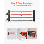 Charger l'image dans la visionneuse de galerie, SucceBuy 4-Layer Hand Power Tool Organizer Rack Wall Mounted Pegboards Electric Drill Storage Holder for Garage Workshop