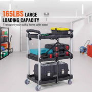 Load image into Gallery viewer, SucceBuy 3 Tier Folding Rolling Utility Cart Storage Shelf Movable Gap Rack Serving Cart Slide Organizer for Kitchen Bathroom - AMOCART