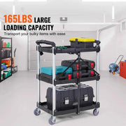 Load image into Gallery viewer, Amocart 3 Tier Folding Rolling Utility Cart Storage Shelf Movable Gap Rack Serving Cart Slide Organizer for Kitchen Bathroom