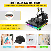 Load image into Gallery viewer, SucceBuy 2In1 Heat Press Machine 38*38CM Multifunctional 360° Swing-Away Digital Sublimation Printer Transfer DIY T-shirt Cap