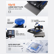 Charger l'image dans la visionneuse de galerie, Amocart Heat Press Machine Heat Transfer Machine with 30 oz Tumbler Press 360° Swing Away Digital T-Shirt Pressing Coating