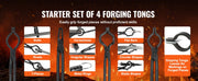 Bild in Galerie-Viewer laden, Amocart Blacksmith Tongs 18” V-Bit Bolt Tongs Wolf Jaw Tongs Z V-Bit Tongs and Gripping Tongs Carbon Steel Forge Tongs