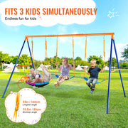 Load image into Gallery viewer, Amocart Swing Sets for Backyard 600lbs Capacity Swing Set with 1 Saucer Swing Seat 2 Belt Swing Seats Swingset Outdoor for Kids