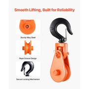 Bild in Galerie-Viewer laden, Amocart Snatch Block Pulley 2T with Swivel Hook Lifting Offroad Recovery for Towing Operation on Truck Rollback Wrecker Car