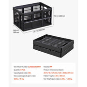 Bild in Galerie-Viewer laden, SucceBuy 45L 3PCS Plastic Collapsible Storage Bins Stackable Folding Storage Crates Space-Saving Containers for Home Organizing