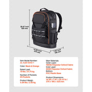 Load image into Gallery viewer, SucceBuy 65 Pockets Tool Bag Tool Backpack with Molded Base Electrician Jobsite Back Pack for Repairman Tools Storage Organizer