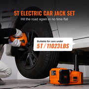 Load image into Gallery viewer, SucceBuy 5T Electric Car Jack Hydraulic Jack with Electric Impact Wrench Built-in Inflatable Pump, LED Light for SUV Sedan Truck