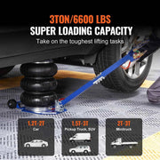 Load image into Gallery viewer, SucceBuy Pneumatic Jack 3 Ton/5 Ton Triple Bag Air Jack Quick Lift Heavy Duty Car Repair Jacks Folding Rod Jacks with Two Wheels
