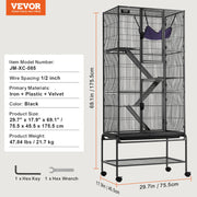 Charger l'image dans la visionneuse de galerie, SucceBuy 64.6" Rolling Metal Ferret Cage Large 4-Tier Critter Nation Cage Small Animal Cage for Rats Hamster Guinea Chinchilla