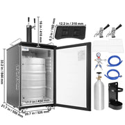 Load image into Gallery viewer, SucceBuy 152L Stainless Steel Beer Kegerator Draft Beer Dispenser Adjustable Faucet Regulator Keg Refrigerator Dual Tap for Home
